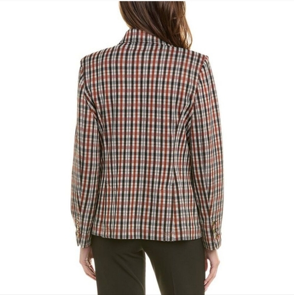 Cabi Jazzy Toffee Plaid Rust Ivory Black Jacket Size L - Picture 3 of 8
